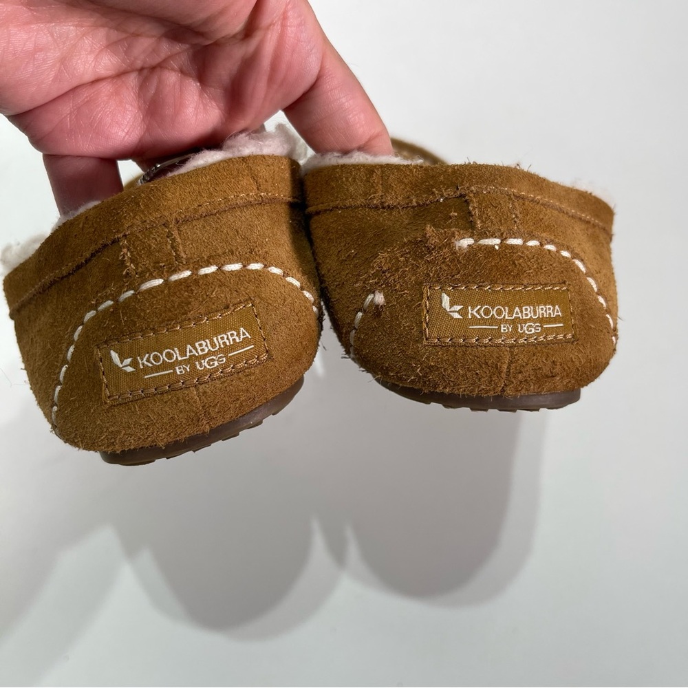 Koolaburra By Ugg Suede Moccasin Slippers Women 6 Chestnut Faux Shearling - Picture 3 of 6